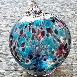 Hanging Glass Ball 4" Diameter Blue, Aqua and Purple Witch Ball (1) GB15